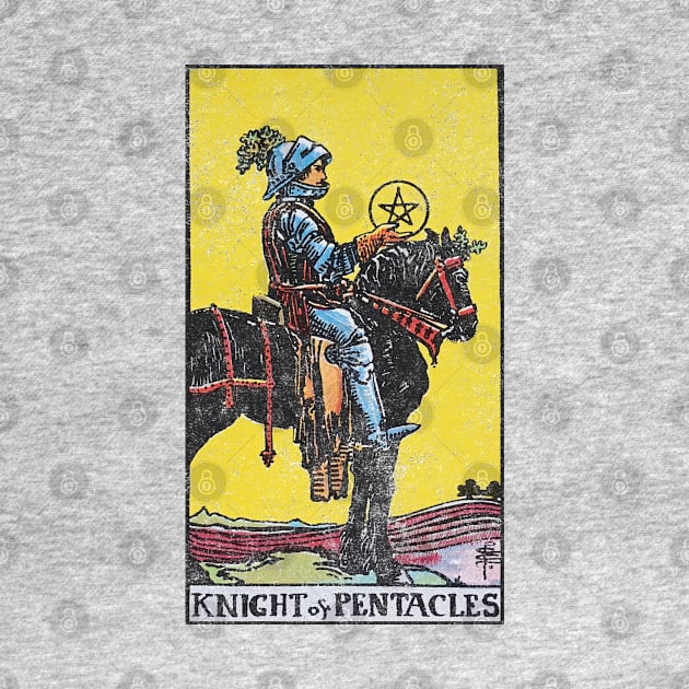 Knight of pentacles tarot card (distressed) by Nate's World of Tees